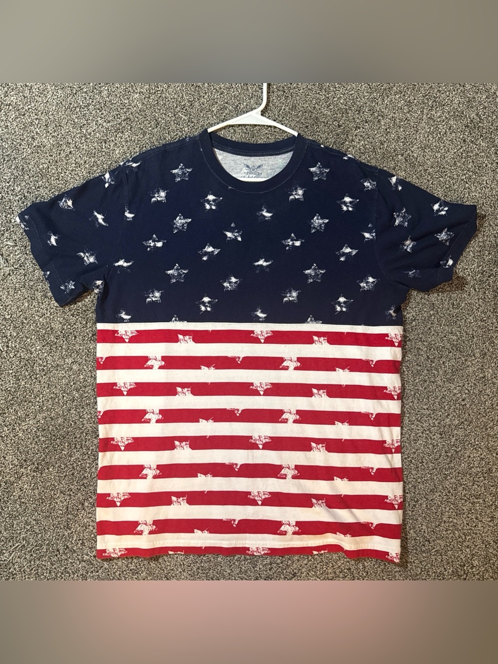 Faded Glory American Flag Print Tee T-shirt Large (42/44) Men 100% Cotton